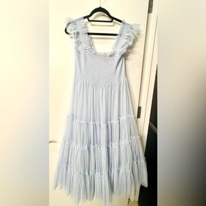 Hill House Pale Blue Tiered Tulle Midi Dress